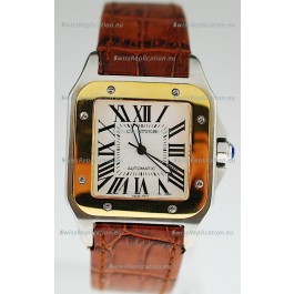 Cartier Santos 100 Swiss Replica Two Tone Watch