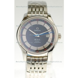 Omega Co Axial De Ville Hour Vision Swiss Replica Steel Watch in Black Dial