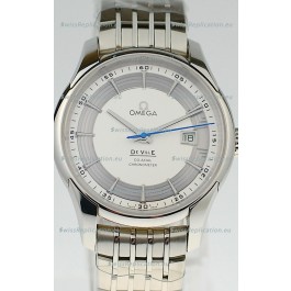 Omega Co Axial De Ville Hour Vision Swiss Replica Steel Watch in White Dial