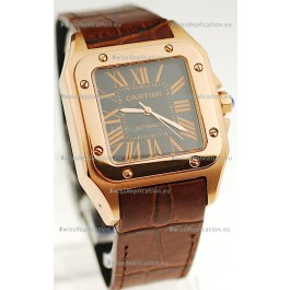Cartier Santos 100 Swiss Replica Gold Automatic Watch