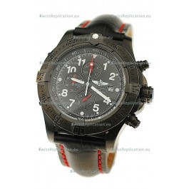 Breitling Chronograph Chronometre Japanese Replica PVD Watch in Black Strap