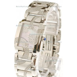 Patek Philippe Twenty Four Swiss Replica Steel Watch in Pink Pearl Dial 