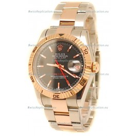 Rolex Datejust Turn O Graph Swiss Rose Gold Watch in Black Dial
