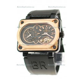 Bell and Ross BR Minuteur Tourbillon Japanese Replica Gold Watch in Black Dial