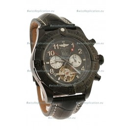Breitling Chronometre Tourbillon Japanese Replica Watch in Black Dial