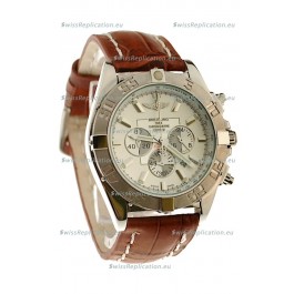 Breitling Chronograph Chronometre Japanese Replica Watch in Brown Strap