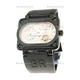 Bell and Ross BR Minuteur Tourbillon PVD Japanese Watch in White Dial