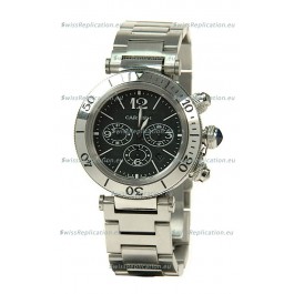 Cartier Pasha Seatimer Swiss Replica Automatic Watch in Black Dial