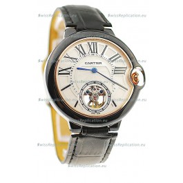 Ballon Bleu De Cartier flying Tourbillon Japanese Replica Watch in White Face