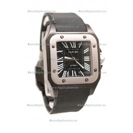 Cartier Santos 100 Swiss Replica Watch in Black Dial