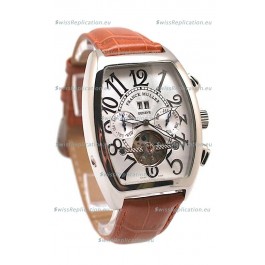 Franck Muller Conquistador Tourbillon Japanese Watch in Brown Strap