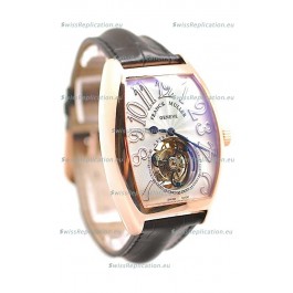 Franck Muller Aeternitas Tourbillon Swiss Replica Gold Watch in Black Strap