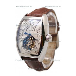 Franck Muller Aeternitas Tourbillon Swiss Replica Gold Watch in Brown Strap