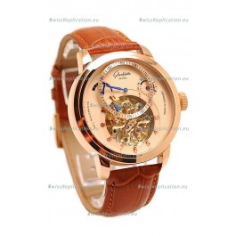 Glashutte Panaomatic Regulator Tourbillon Japanese Replica Pink Gold Watch