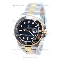 Rolex GMT Masters II 2011 Edition Swiss Replica Two Tone Watch in Black Cerarmic Bezel