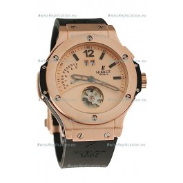 Hublot Big Bang Big Date Power Reserve Japanese Replica Tourbillon Watch in Pink Gold