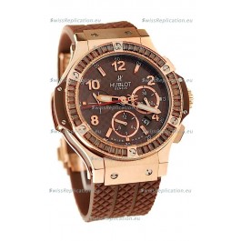 Hublot Big Bang Pink Gold Swiss Watch with Baguatte Diamonds