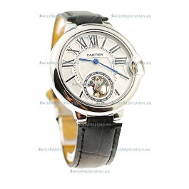 Ballon Bleu De Cartier flying Tourbillon Japanese Replica Steel Watch in White Dial