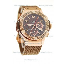 Hublot Big Bang 18K Pink Gold Casing Swiss Watch in Brown Dial
