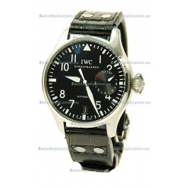 IWC Big Pilot Swiss Replica Steel Watch in Black Dial 