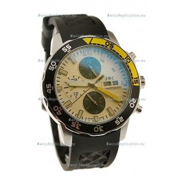 IWC Aquatimer Chronograph Japanese Replica PVD Watch in Black/Yellow Bezel