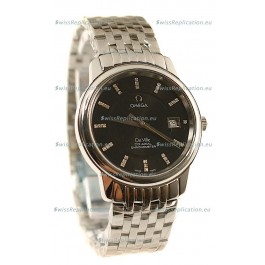 Omega Co-Axial Deville Japanese Steel Watch in Diamond Encrusted Stick Markers