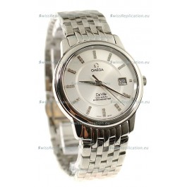 Omega Co-Axial Deville Japanese Steel Watch in Diamond Encrusted Stick Markers