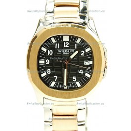Patek Philippe Aquanaut Two Tone Ladies Gold Watch in Black Dial