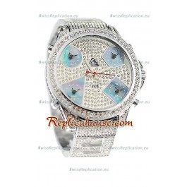 Jacob & Co Diamond Japanese Replica Watch in Light Blue Sub Dial