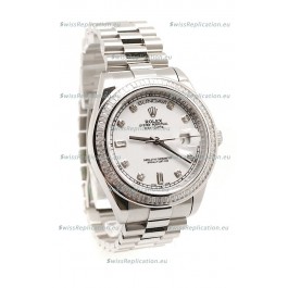 Rolex Day Date Silver Swiss Mens Watch