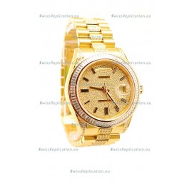 Rolex Day Date Japanese Watch in Yellow gold with Diamonds Dial