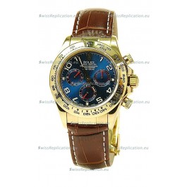 Rolex Daytona Cosmograph Swiss Replica Gold Plated Watch in Blue Dial