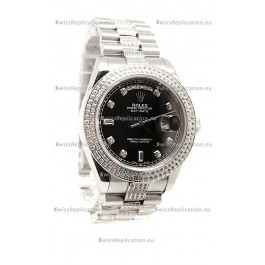 Rolex Day Date Silver Swiss Mens Watch