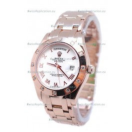 Rolex Day Date Rose Gold Japanese Replica Watch in Diamond Bezel