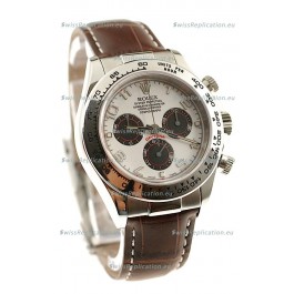 Rolex Daytona Cosmograph Swiss Replica Watch in Brown Leather Strap