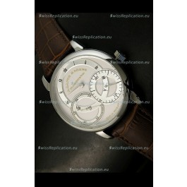 A.Lange & Sohne Dual Sub Dials Japanese Watch Brown Strap