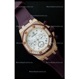 Audemars Piguet Royal Oak Ladies Alinghi Limited Edition Japanese Gold Watch in White Dial