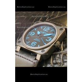 Bell and Ross BR01 92 Swiss Watch in PVD Casing and Blue Markers