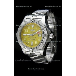 Breitling Chronomat Swiss Replica Watch in Steel Strap Yellow Dial