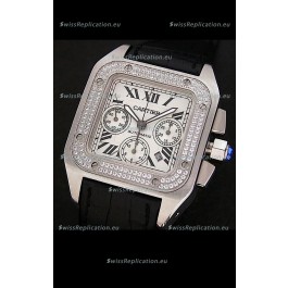 Cartier Santos Swiss Replica Watch in White Dial