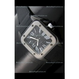 Cartier Santos 100 Japanese Replica Watch in Black Dial