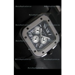 Cartier Santos 100 Japanese Replica Watch in Black Dial
