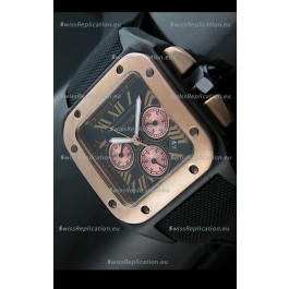 Cartier Santos 100 Japanese Replica Watch in Black Strap