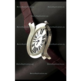 Delices De cartier Japanese Watch in Maroon Strap