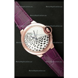 Ballon De Cartier Watch with Purple Leather Strap