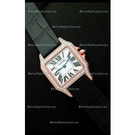 Cartier Santos Dumont Japanese Replica Watch in Pink Gold Casing