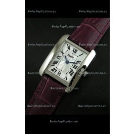 Cartier Louis Japanese Replica Ladies Watch in Red Wine Strap