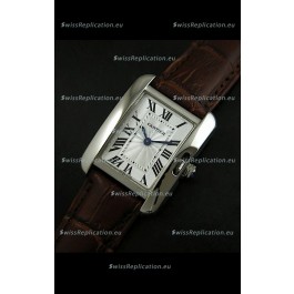 Cartier Louis Japanese Replica Ladies Watch in Brown Strap