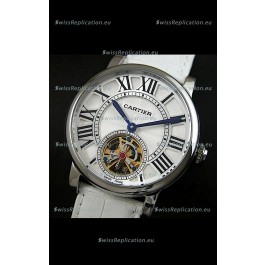 Cartier Ronde de Tourbillon Japanese Replica Watch in White Strap
