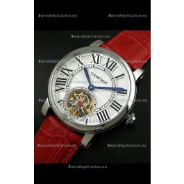 Cartier Ronde de Tourbillon Japanese Replica Watch in Red Strap